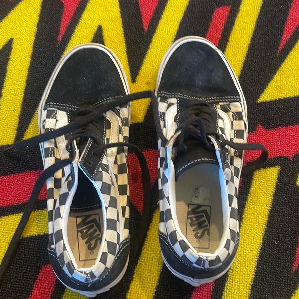 Vans black checkered suede size 9